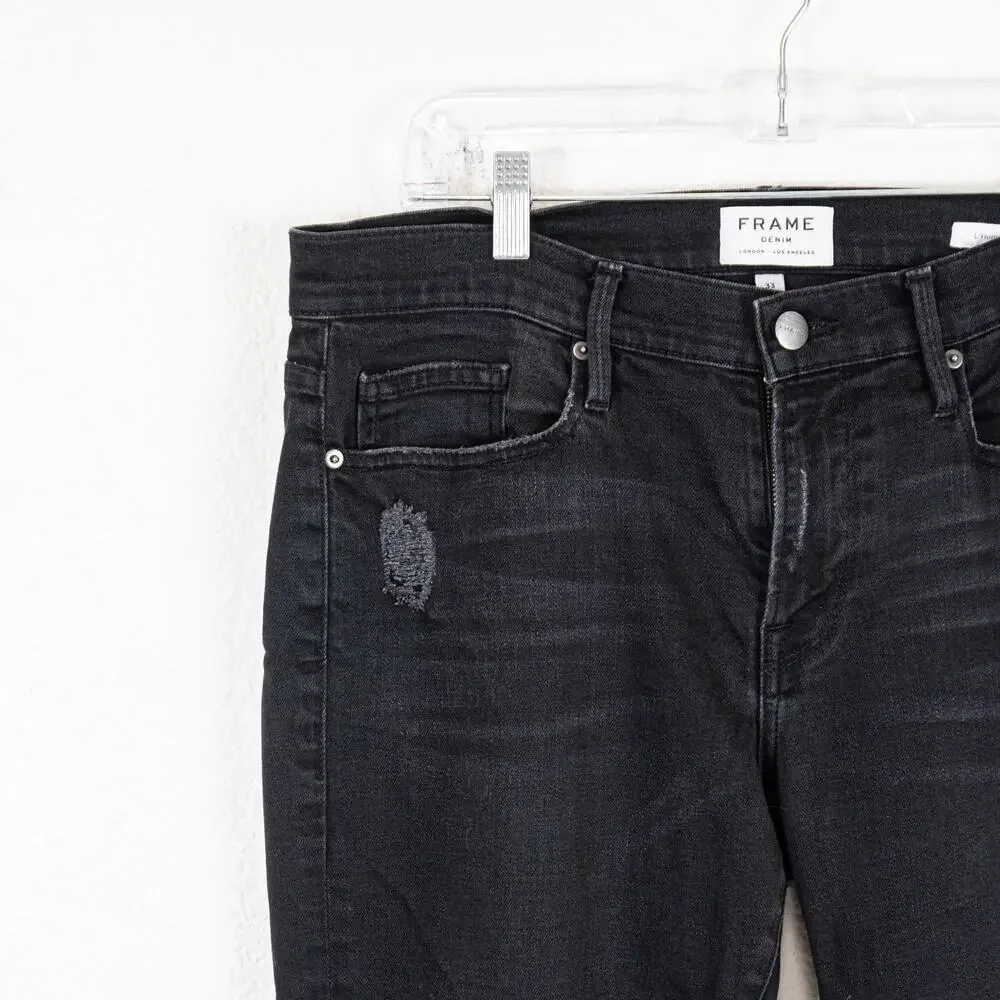 FRAME Denim L'Homme Slim Denim Jeans in Black Chimney Rock 33